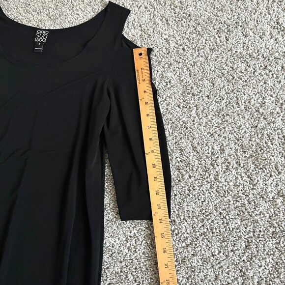Clara Sunwoo Women's M Black Cold Shoulder Tunic Dress 3/4 Sleeve - Picture 10 of 11